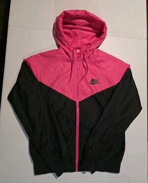 Nike Windrunner Women’s Hooded Full Zip Windbreaker Jacket Pink/Black Large